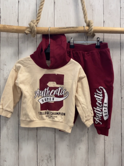 2tg De Facto Pullover + Hose Gr. 86  rot beige weiße Schrift