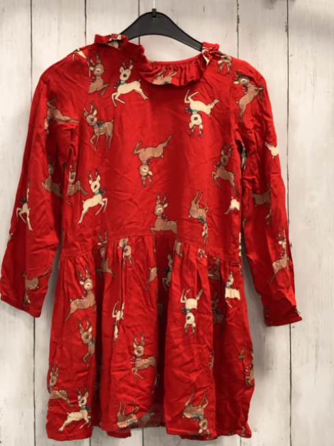 H&M Kleid  Gr. 128  rot Rehe Rüschenkragen