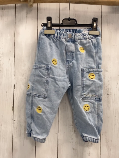 H&M  Hose  Gr. 86  hellblau Jeans Smileys Bund verstellbar 