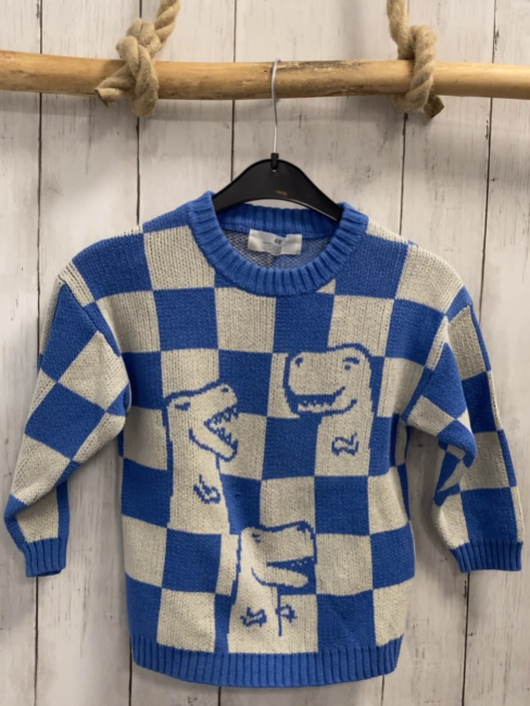 H&M Pullover Gr. 98  blau weiß karomuster