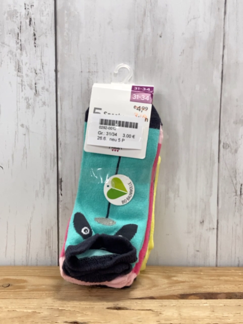 neu 5 Paar Socken Gr. 31/34  uni bunt 
