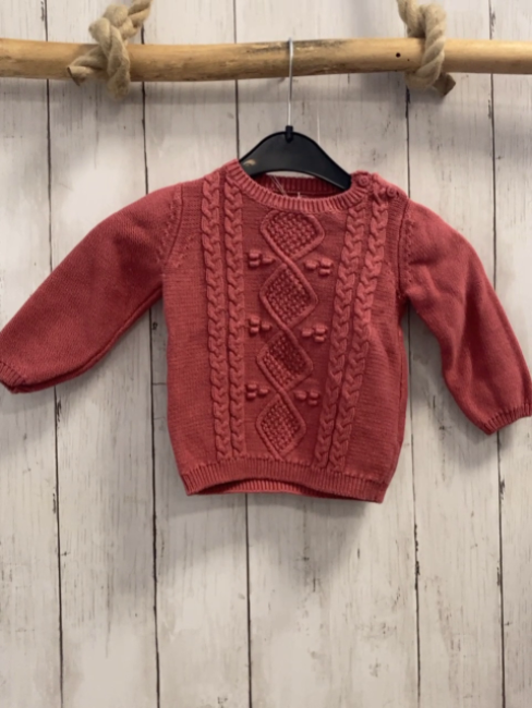   Pullover  Gr. 74  altrosa Strick Zöpfe 
