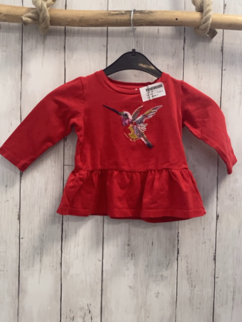Name it  Langarmshirt  Gr. 80  rot bunter Kolibri 