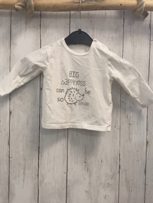 Kanz  Langarmshirt  Gr. 62  weiß Schrift Igel 