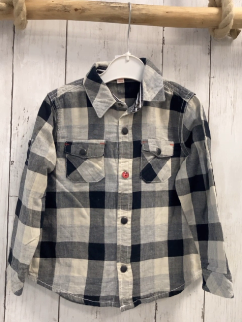 DP...aM Hemd  Gr. 92  schwarz grau hellgrau kariert 