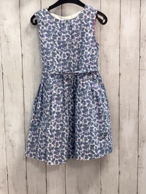 Mini Boden  Kleid  Gr. 122  weiß blaue Blätter Blumen 