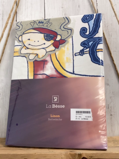 La Bèsse Bettwäsche  100 x 135 / 40 x 60 Linon weiß Piratenschiff Piraten 