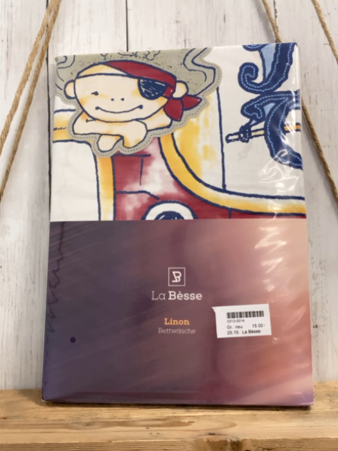 La Bèsse Bettwäsche  100 x 135 / 40 x 60 Linon weiß Piratenschiff Piraten 