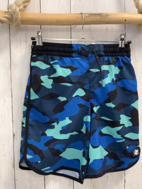 Decathlon Badeshorts  Gr. 140  schwraz petrol blau mint Druck 