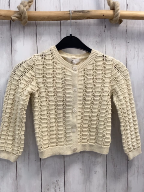 H&M  Strickjacke  Gr. 110  creme Lochmuster 