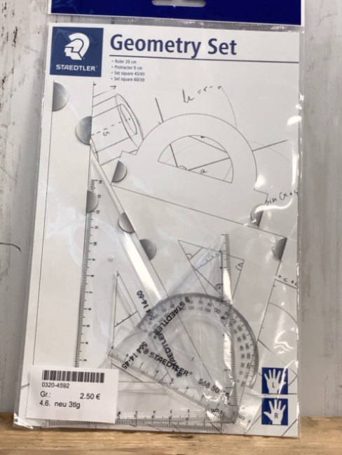 neu 3 teiliges Geometry Set Lineal, Geodreieck und mehr