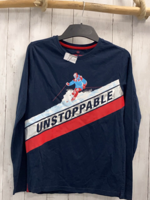 Lemon Beret  Langarmshirt  Gr. 164  blau Skifahrer + rot silb blaue Streifen 