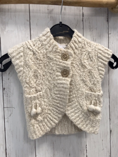 Next  Weste  Gr. 74  hellgrau Strick zöpfe mit golden Glitzer 