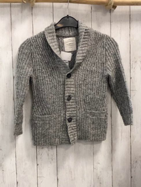 Zara  Strickjacke  Gr. 116  grau großer Kragen 