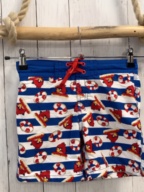 Badeshorts  Gr. 122  blau weiße Streifen Angry Birds