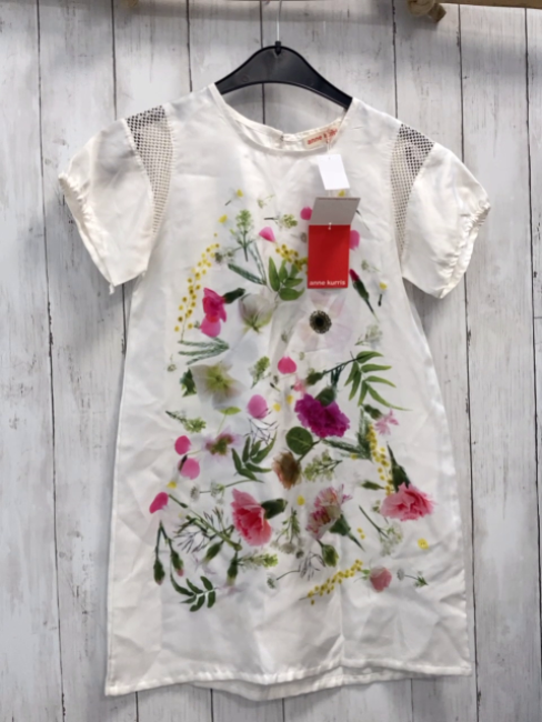 neu Anne Kurris  Kleid  Gr. 140  weiß Blumen Blätter NP139,9 € (100% Seide)