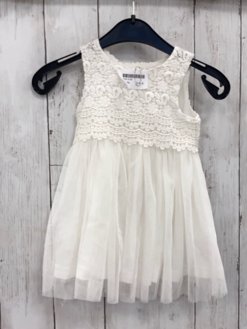  Kleid  Gr. 74  weißes Häkeloberteil Tüllrock