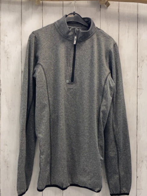 Northville  Sportshirt lang  Gr. 182  grau meliert schwarze Nähte Bund + Reißverschluss 