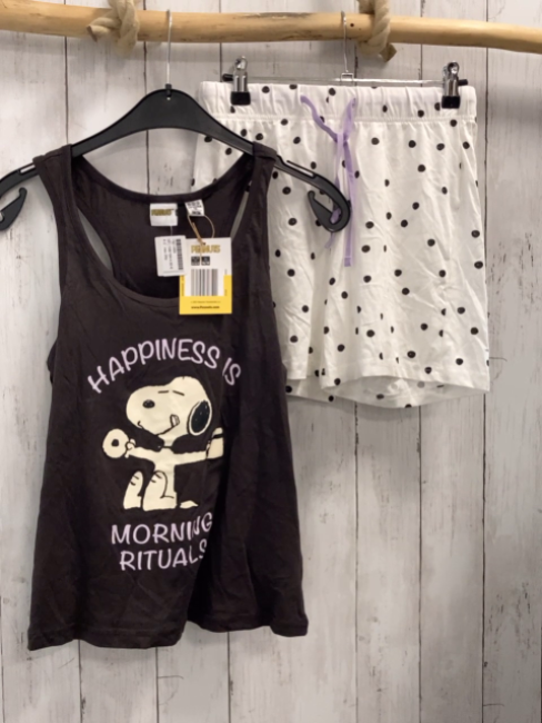 neu 2tlg  Top + Shorts  Gr. 158/164  braun Snoopy + weiß mit schwarzen Punkten 