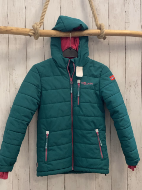Trollkids Jacke Gr. 140  grün pink Reißverschluss