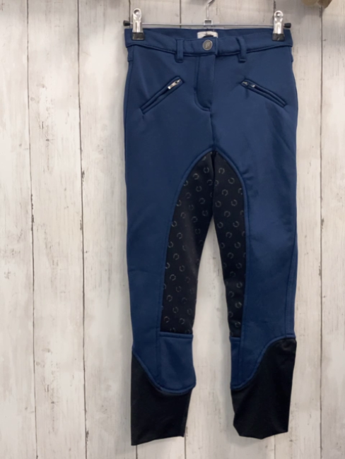   Reithose  Gr. 134  blau schwarz mit gummierten Hufeisen 