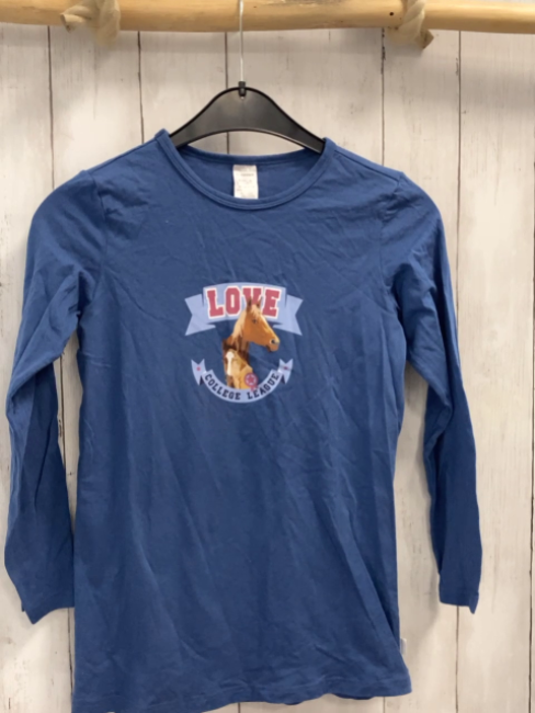 Schiesser  Langarmshirt  Gr. 140  blau Pferd 