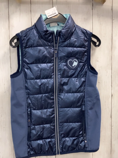   Weste  Gr. 140  blau Pferdekopf 