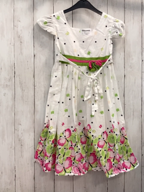 Sunboree Kleid Gr. 140  weiß Schmetterlinge schwarze Punkte