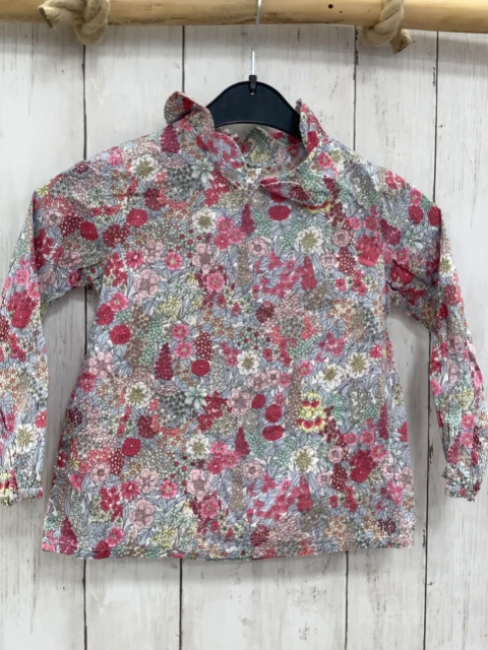 Jacadi  Bluse  Gr. 104  rosa rosa gelb weiße Blumen 