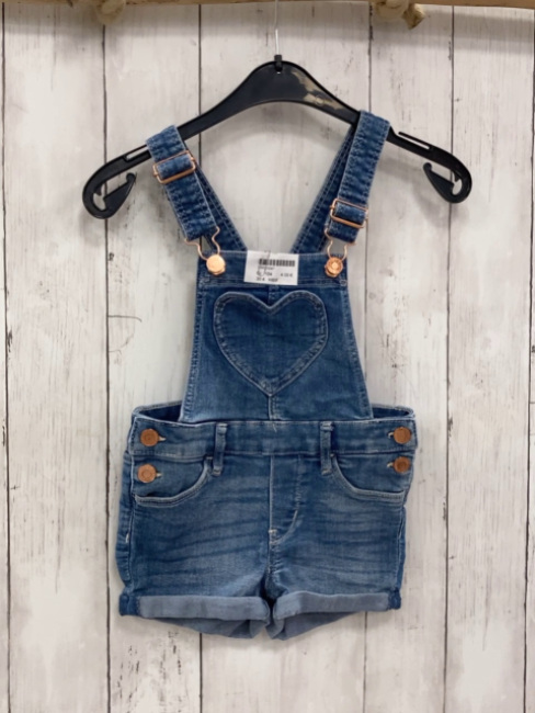 H&M  Latzshorts  Gr. 104  blau Jeans bronze Knöpfe + Schnallen 