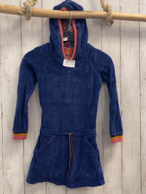 Oilily Kleid Gr. 122  blau Nicky Glitzerstreifen am Bund Kapuze Gürtelband