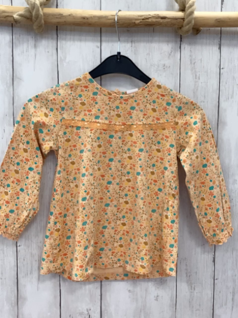 Pusblu Langarmshirt Gr. 104  orange Blumen