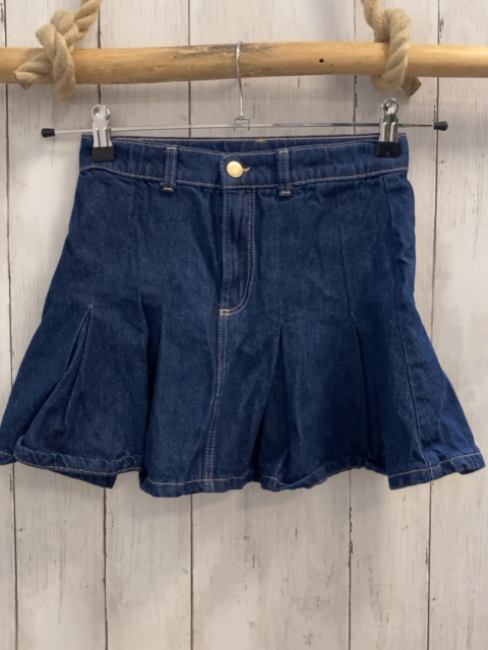 H&M  Rock Gr. 140  blau Jeans beige Nähte Bund verstellbar 