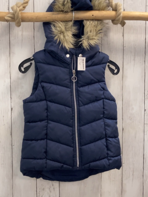 H&M  Weste  Gr. 122/128  blau Kapuze mit Fellbund 