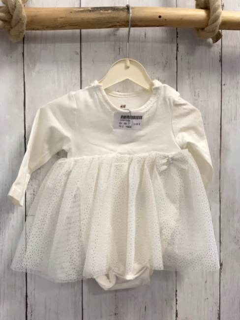 H&M Kleid  Gr. 56  creme weißer Tüllrock mit goldenen Glitzerpunkten 