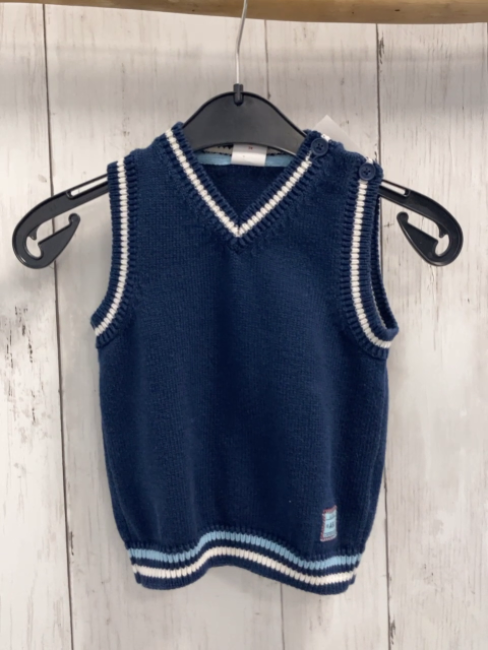 S´Oliver  Pullunder  Gr. 74  blau weiß hellblauer Streifenbund Strick 