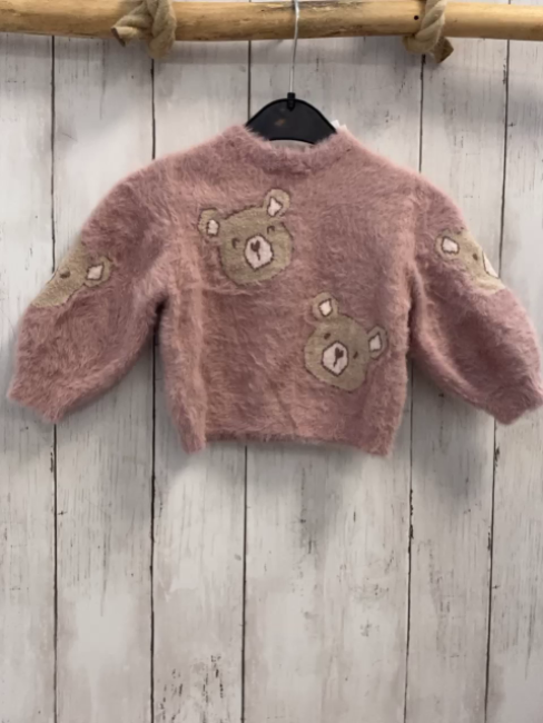 Mayoral  Pullover  Gr. 68  rosa Strick flusig Bärenköpfe 