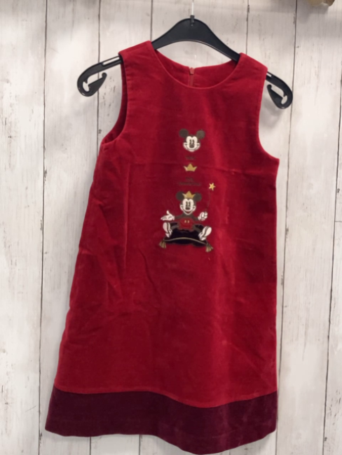 Donaldson Kleid  Gr. 128  rot Samt weinroter Saum Mickey Mouse 