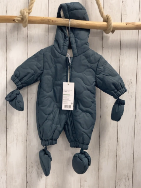 neu 3tlg Winteroverall + Schuhe + Handschuhe Gr. 50  blau Wellen