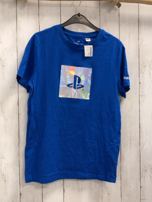 H&M  T-Shirt  Gr. 152  blau sillber Quadrat mit Playstationsymbol