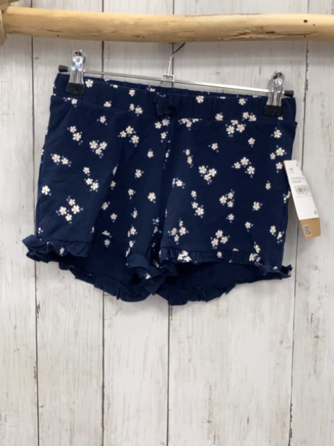 neu  Shorts  Gr. 140  blau weiße Blumen Rüschensaum 