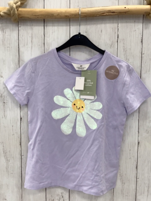 neu H&M  T-Shirt  Gr. 134  lavendel Pailettensonnenblume 