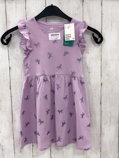 neu H&M  Kleid  Gr. 110  lavendel lila Glitzereinhörner 