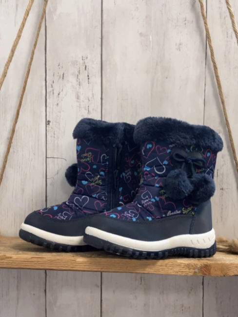 Cortina Winterboots Gr. 27  blau Plüschbund Herzen
