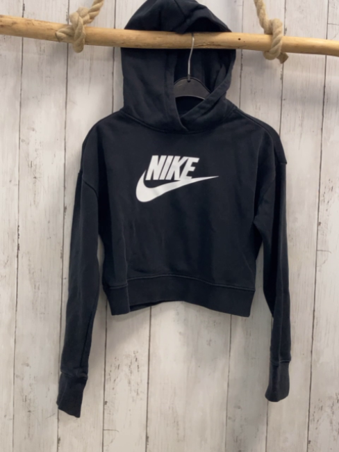 Nike Pullover  Gr. 146/152  schwarz Kapuze weiße Schrift kurz geschnitten