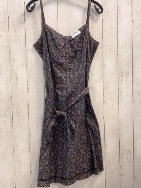 Esprit  Kleid  Gr. 38  grau blau hellblaue Blumen dunkelbraune Blätter 