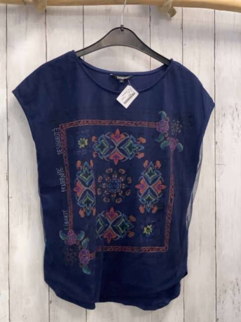 Desigual  T-Shirt  Gr. M blau bunter Druck 
