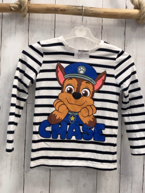   Langarmshirt  Gr. 122  weiß schwarze Streifen Chase 