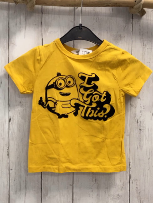 H&M  T-Shirt  Gr. 92  gelb schwarze Schrift + schwarzer Minions 