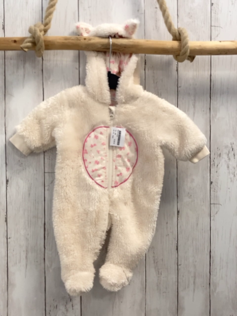 next Plüschoverall Gr. 56  weiß Ohren 